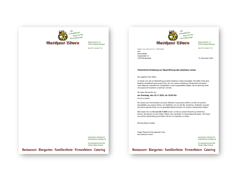 modus_vm Referenz Kommunikation Briefbogen für das Gasthaus Löwen