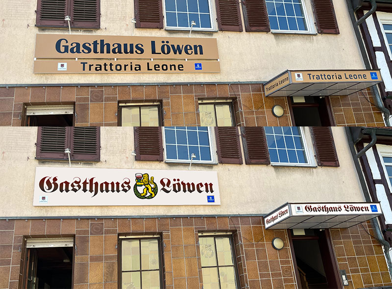 modus_vm Referenz Kommunikation Außenwerbung für das Gasthaus Löwen
