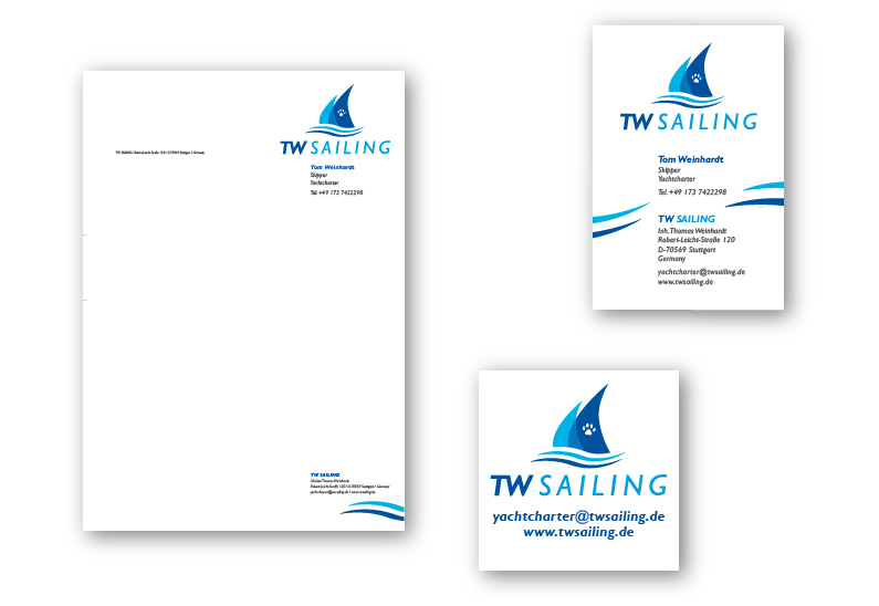 CD-Konzept / Geschäftsausstattung TW SAILING Stuttgart-Vaihingen / Kroatien