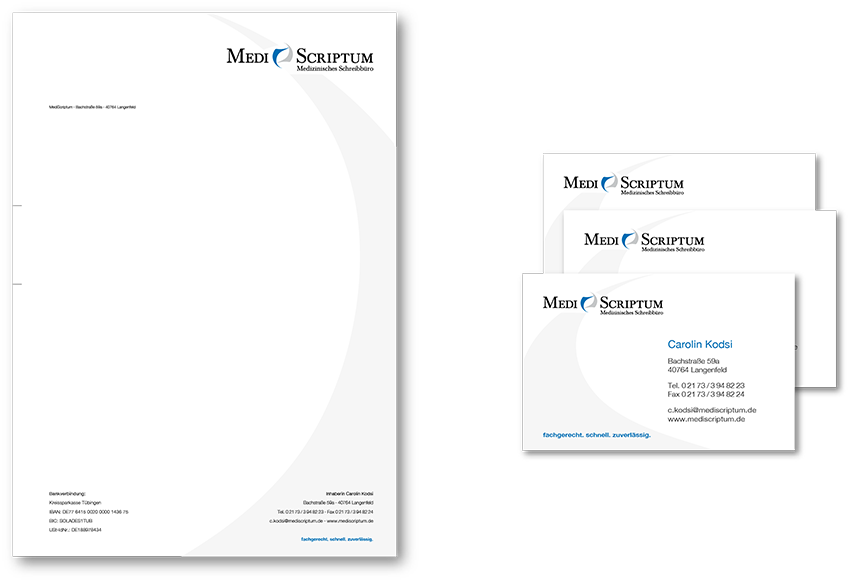 modus_vm Referenz Geschäftsausstattung / Briefbogen / Visitenkarte MediScriptum – Medizinisches Schreibbüro